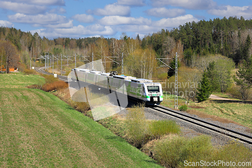 Image of Spring Landscape with VR Group Pendolino Express Train 