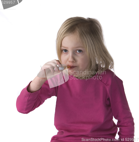 Image of Sick Child With Thermometer 