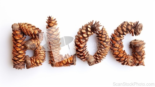 Image of The word Blog created in Pine Pinecone Letters.