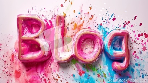 Image of Pink Blog concept creative art poster.
