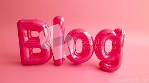 Image of Pink Glossy Surface Blog concept creative art poster.