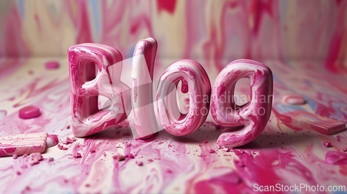 Image of Pink Marble Blog concept creative art poster.