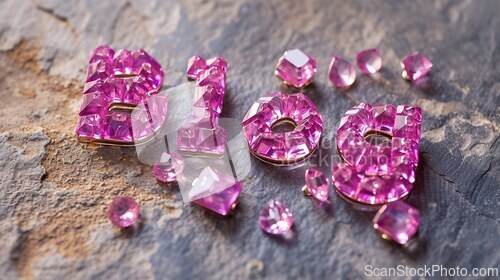 Image of Pink Sapphire Crystal Blog concept creative art poster.