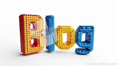 Image of The word Blog created in Pixel Art.