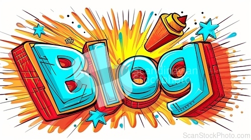 Image of The word Blog created in Pop Art.