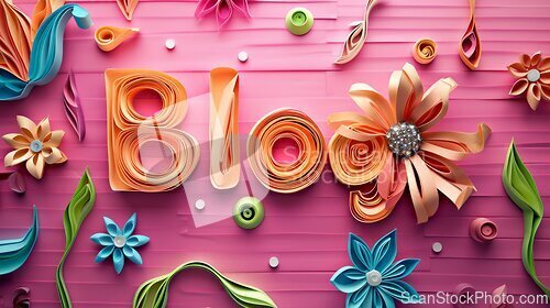 Image of Quilling Paper Art Blog concept creative art poster.