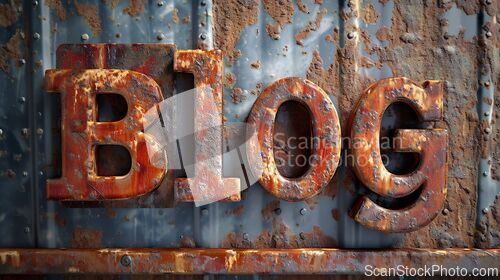 Image of Rusty Iron Blog concept creative art poster.