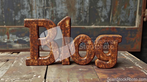 Image of Rusty Iron Blog concept creative art poster.