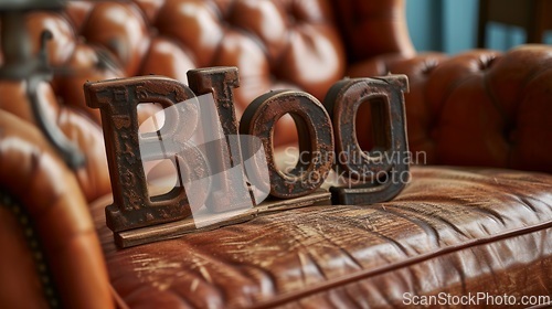 Image of Rustic Leather Blog concept creative art poster.