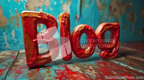 Image of Red Blog concept creative art poster.