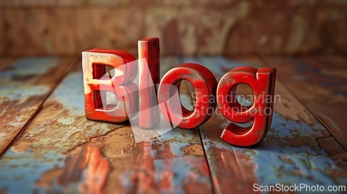 Image of Red Blog concept creative art poster.