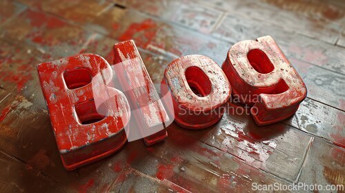 Image of Red Blog concept creative art poster.