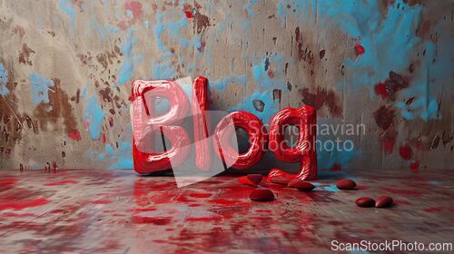 Image of Red Blog concept creative art poster.