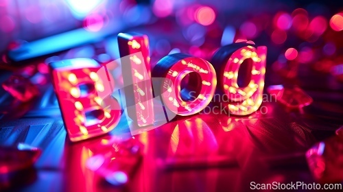 Image of Red LED Blog concept creative art poster.