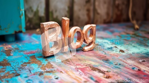 Image of Rose Gold Blog concept creative art poster.