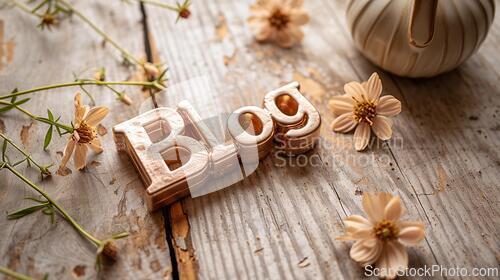 Image of Rose Gold Blog concept creative art poster.