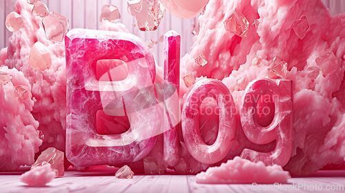 Image of Rose Quartz Crystal Blog concept creative art poster.