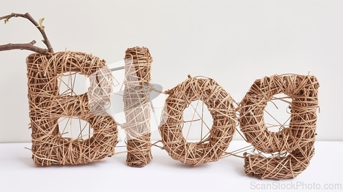 Image of The word Blog created in String Art Lettering.