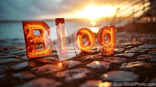 Image of Sunset Blog concept creative art poster.