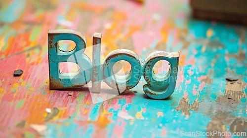 Image of Turquoise Crystal Blog concept creative art poster.