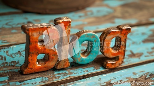 Image of Turquoise Crystal Blog concept creative art poster.