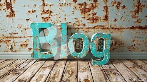 Image of Turquoise Crystal Blog concept creative art poster.
