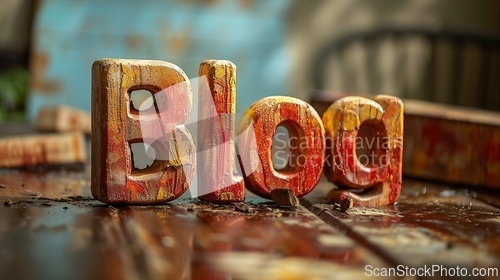 Image of Textured Plaser Blog concept creative art poster.