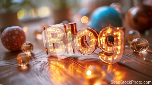 Image of Transparent Glass Blog concept creative art poster.