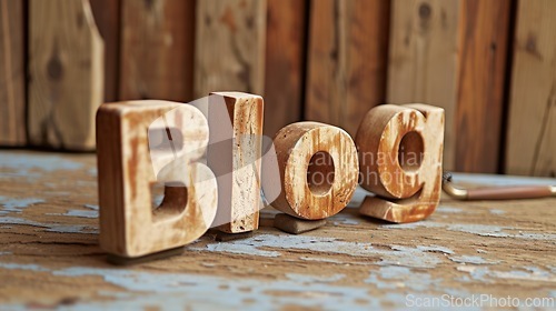 Image of Travertino Blog concept creative art poster.