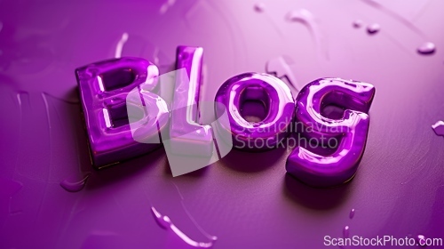 Image of Violet Glossy Surface Blog concept creative art poster.