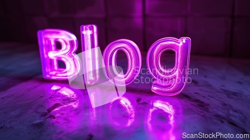 Image of Violet LED Blog concept creative art poster.