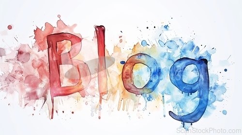 Image of The word Blog created in Watercolor and Ink Collage.