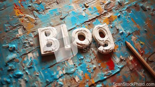 Image of White Marble Blog concept creative art poster.