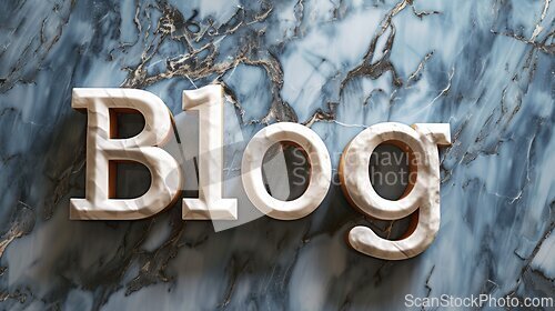 Image of White Marble Blog concept creative art poster.