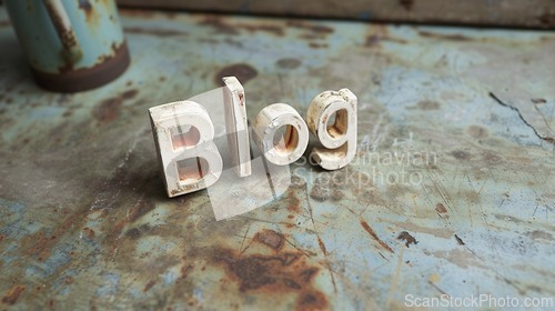 Image of White Marble Blog concept creative art poster.