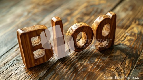 Image of Wooden Oak Blog concept creative art poster.