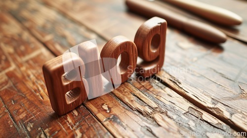 Image of Wooden Rosewood Blog concept creative art poster.