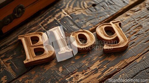 Image of Wooden Shou Sugi Ban Blog concept creative art poster.