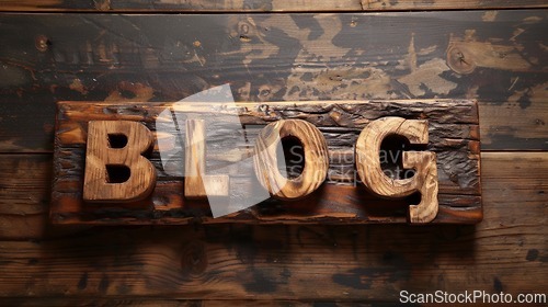 Image of Wooden Shou Sugi Ban Blog concept creative art poster.
