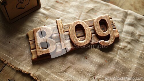 Image of Wooden Teak Blog concept creative art poster.