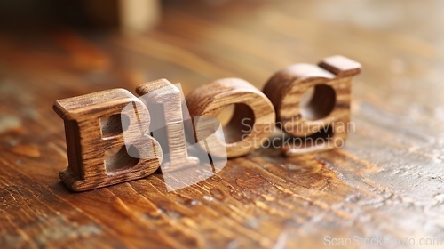 Image of Wooden Teak Blog concept creative art poster.