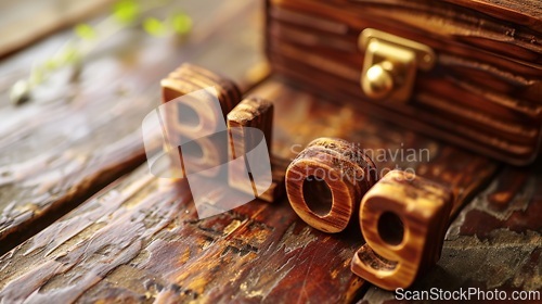 Image of Wooden Walnut Blog concept creative art poster.