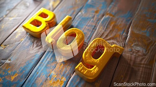 Image of Yellow Glossy Surface Blog concept creative art poster.