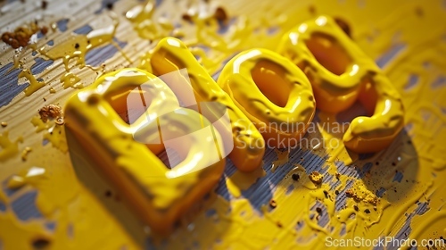 Image of Yellow Glossy Surface Blog concept creative art poster.