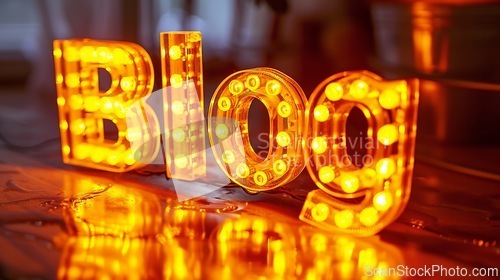 Image of Yellow LED Blog concept creative art poster.