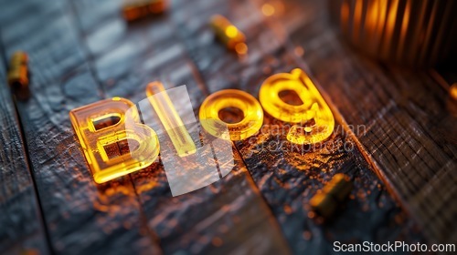 Image of Yellow LED Blog concept creative art poster.