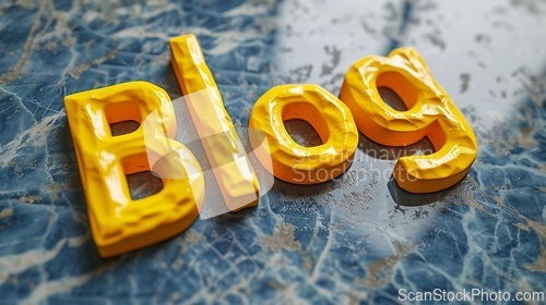 Image of Yellow Marble Blog concept creative art poster.