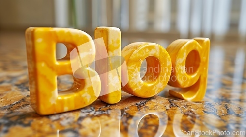 Image of Yellow Marble Blog concept creative art poster.