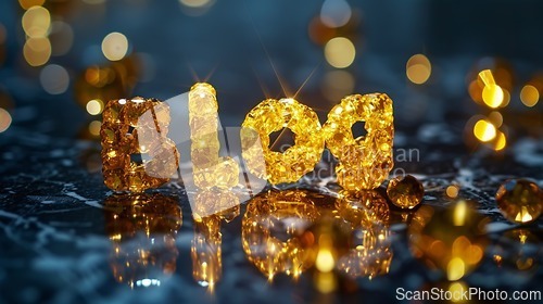 Image of Yellow Sapphire Crystal Blog concept creative art poster.