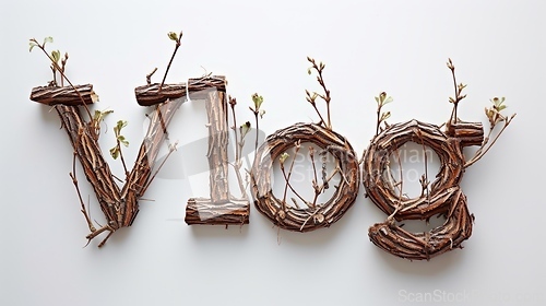 Image of The word Vlog created in Maple Twig Letters.